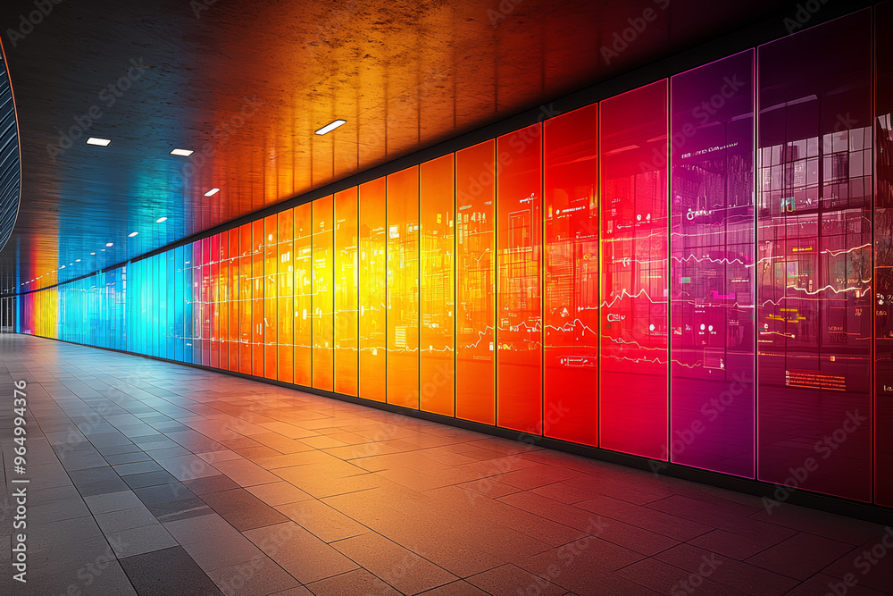 Poster a large, interactive mural where different sections change colors to display various data points bas