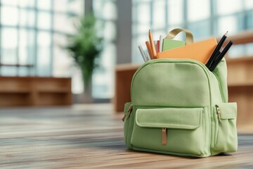 Backpack Filled with Essential School Supplies for Student Learning, Pens, Pencils, Notebooks, and More
