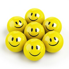 A cluster of joyful yellow emojis radiates positivity and cheer against a bright white background, capturing the essence of happiness in every playful expression