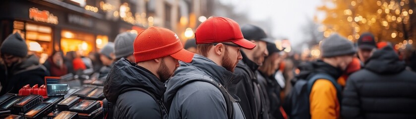 Cyber Monday Shopping Frenzy Shoppers Fill Carts with Tech Deals, Capture the Excitement of Cyber Monday Sales with Shoppers Grabbing the Best Deals on Computers, Electronics, and Gadgets See the