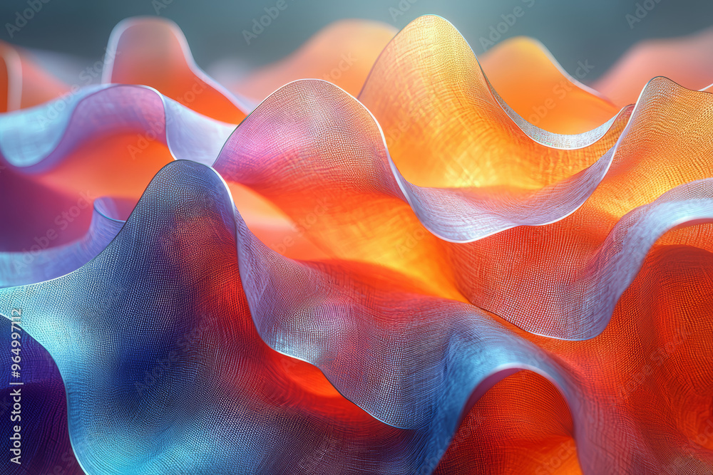 Poster a digital display showing moving, interlocking shapes that continuously morph into new, fascinating 