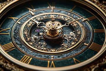 Obraz premium A close-up of a clock's hands moving slowly in a circular motion, producing a calming and hypnotic effect. Concept of time and visual calmness.