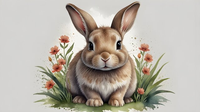 recommend clip art: Cute bunny watercolor clipart illustration