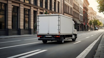 Empty blank white mockup on the small truck