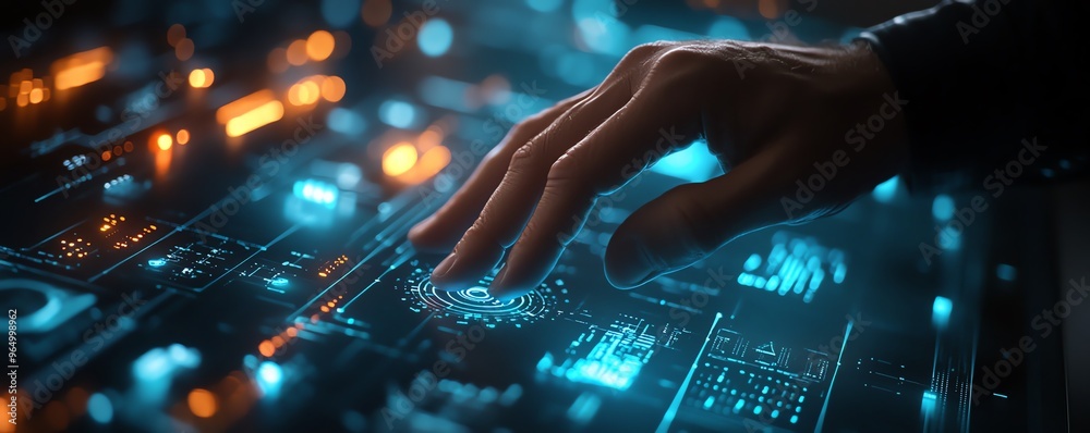 Fototapete closeup of an expert using ai for document analysis in a modern digital workspace, showcasing advanc