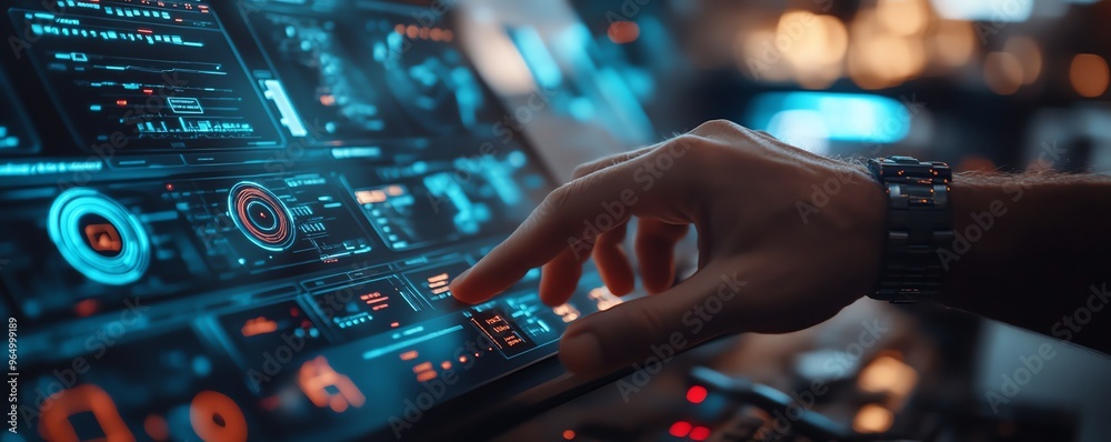 Fototapete closeup of an expert using ai for document analysis in a modern digital workspace, showcasing advanc