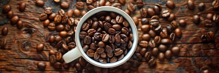 Fototapeta premium Coffee mug with fresh roasted coffee beans
