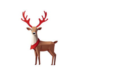 Christmas reindeer papercraft style with red scarf
