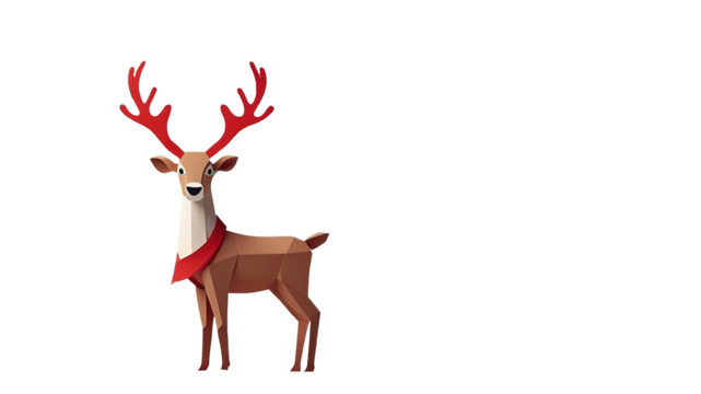 Christmas reindeer papercraft style with red scarf