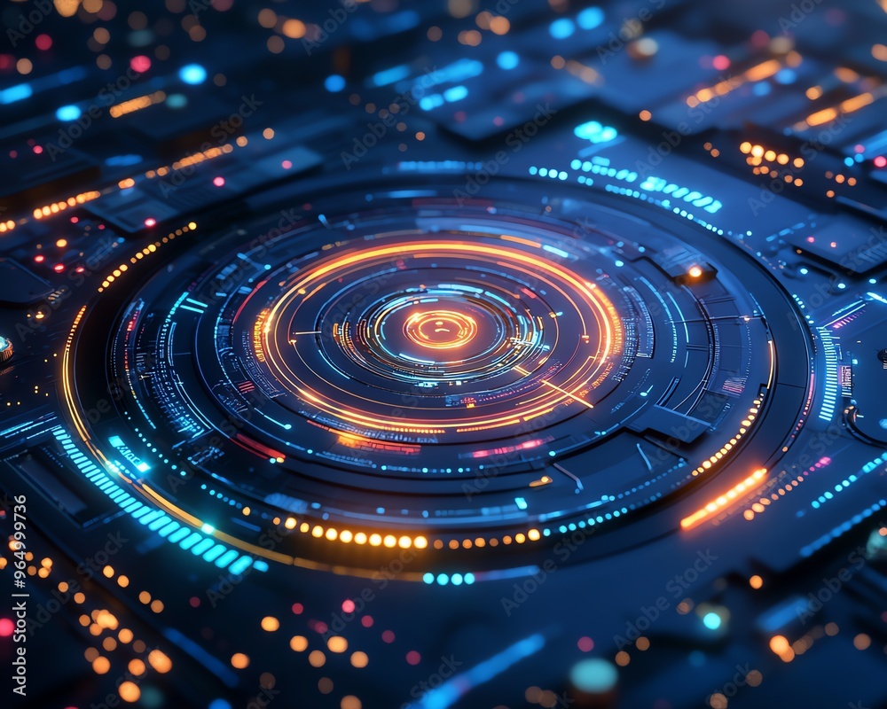 Leinwandbilder Dynamic scene of global marketing automation software, featuring CRM integration, digital process automation, and advanced tech systems for streamlined business development