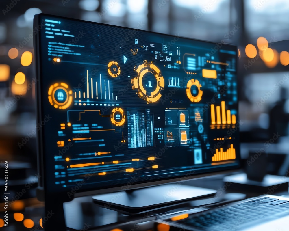 Poster Advanced global marketing automation software with a focus on CRM integration, digital processes, and automated business systems in a dynamic, techdriven environment