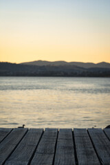 wooden pier at sunset