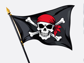Fototapeta premium Highlighted pirate flag illustration. Jolly roger. 
