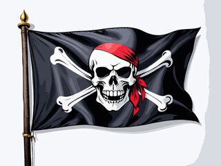 Fototapeta premium Highlighted pirate flag illustration. Jolly roger. 