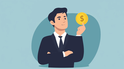 Money question, where to invest, pay off debt or invest to earn profit, financial choice or alternative to make decision concept, businessman investor holding money coin thinking about investment.