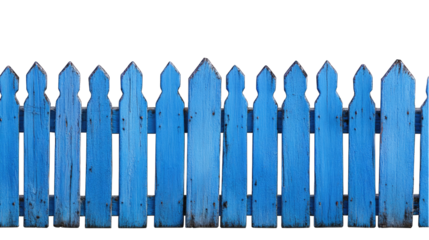 Blue picket fence, isolated on white