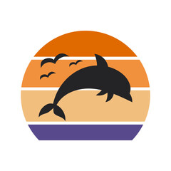 Dolphin vintage  sunset