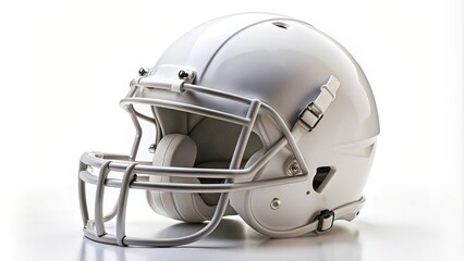 Fototapeta premium offense, head, impact,white, sport, competition, player, helmet, athletic, equipment, football helmet, protective, game, team, White American football helmet isolated on white background