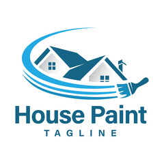 House paint logo design template. House Paint logo suitable for Residential property repair business.