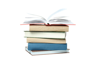 PNG,A stack of books, isolated on white background