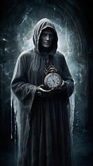 portrait of a person with a clock