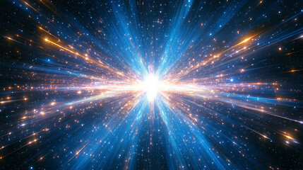 Naklejka premium futuristic digital landscape featuring particles and data streams, symbolizing advanced technology and cyberspace's dynamic nature