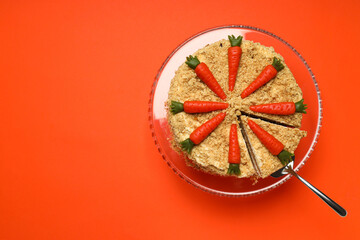 Carrot cake, concept of tasty sweet food, tasty dessert