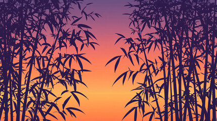 Obraz premium sunset on bamboo background illustration