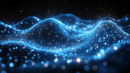 futuristic digital landscape featuring particles and data streams, symbolizing advanced technology and cyberspace's dynamic nature