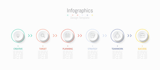 Infographic 6 options design elements for your business data. Vector Illustration.