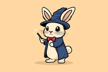 Cute Wizard Rabbit Cartoon Character Mascot