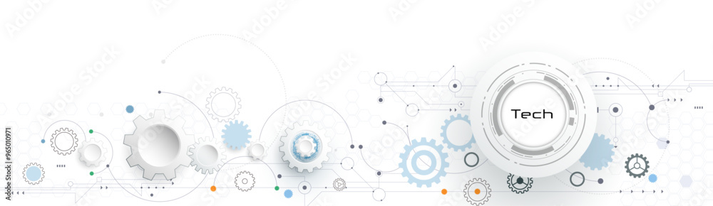 Aufkleber vector abstract circuit board design with line, dot on dark blue background, illustration computer, 