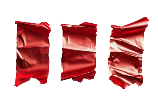 Realistic pieces of crumpled red foil paper elements, isolated png on transparent background - Powered by Adobe