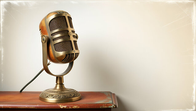 radio station retro metallic microphone for live podcast or show broadcast live events and recoding studio ai generative