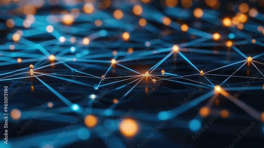 Poster digital network connections glowing in a geometric pattern