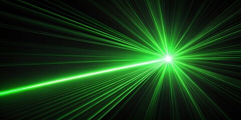 Obraz premium Abstract green laser light on black background creating a mesmerizing sight