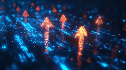 Abstract arrows growth glowing arrows isolated on digital