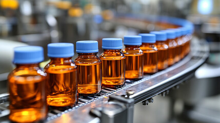 pharmaceutical vials filled with liquid, highlighting precision and meticulous organization in a clinical setting, symbolizing healthcare and scientific accuracy