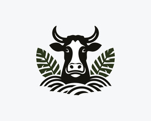 Cow logo vector. Animal farm. Cow icon vector illustration.