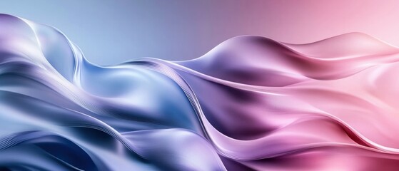 Fototapeta premium Abstract flowing fabric design with soft waves in blue and pink tones, creating a smooth and dreamy visual effect.