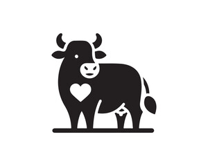 Cow logo vector. Animal farm. Cow icon vector illustration. Cow graphic silhouette black and white.