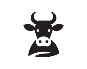 Cow logo vector. Animal farm. Cow icon vector illustration. Cow graphic silhouette black and white.