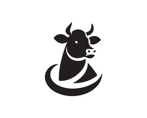 Cow logo vector. Animal farm. Cow icon vector illustration. Cow graphic silhouette black and white.