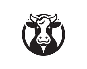 Cow logo vector. Animal farm. Cow icon vector illustration. Cow graphic silhouette black and white.