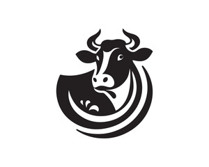 Cow logo vector. Animal farm. Cow icon vector illustration. Cow graphic silhouette black and white.