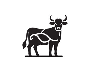 Cow logo vector. Animal farm. Cow icon vector illustration. Cow graphic silhouette black and white.