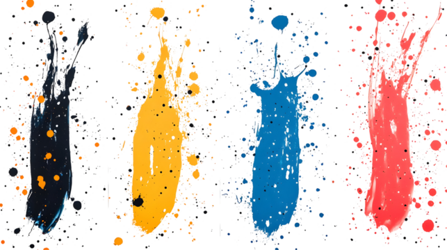 Colorful Paint Splatter Background Animation with Alpha Channel and Transparent Background for Easy Editing.