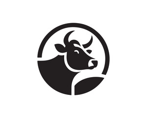Cow logo vector. Animal farm. Cow icon vector illustration. Cow graphic silhouette black and white.