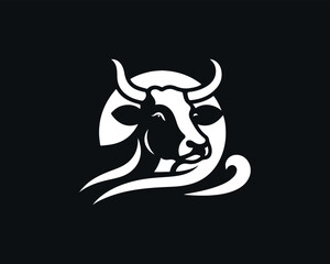 Cow logo vector. Animal farm. Cow icon vector illustration. Cow graphic silhouette black and white.