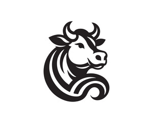 Cow logo vector. Animal farm. Cow icon vector illustration. Cow graphic silhouette black and white.
